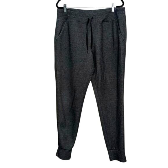 Mens Heathered Gray Jogger Pants With Drawstring Waist & Pockets - Picture 1 of 7